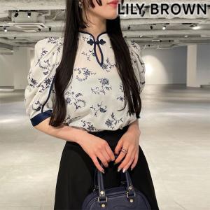 リリーブラウン LILY BROWN 24春夏 トップス チャイナディテール刺繍ブラウス 半袖 ミドル丈 ブラウス lwfb241132｜doubleheart