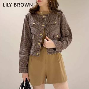 SALE50%OFF リリー ブラウン LILY BROWN アウター 25秋冬 ノーカラークラシカルデニムジャケット ショート丈 デニム lwfj254193｜select shop DOUBLE HEART