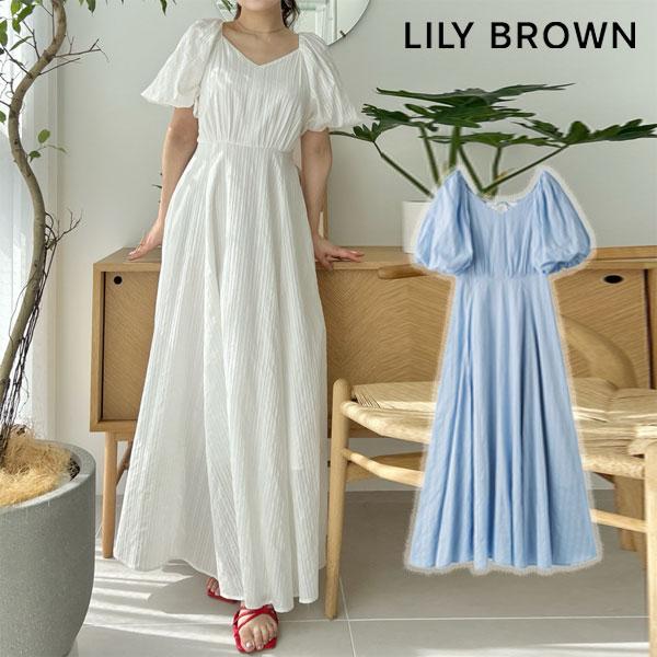 SALE リリーブラウン LILY BROWN ワンピース 24春夏 バックリボンボリュームスリーブ...