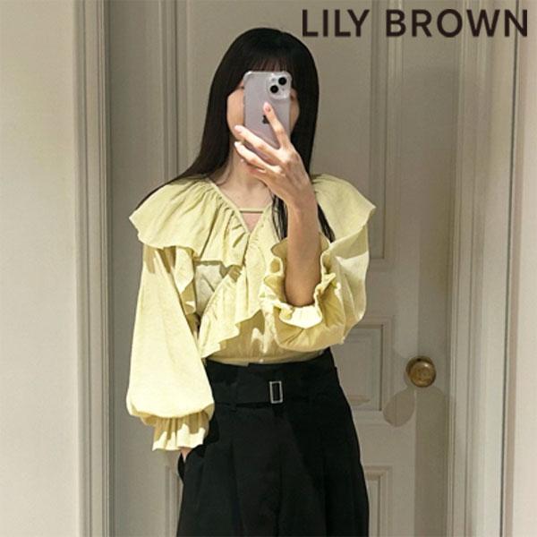 SALE リリーブラウン LILY BROWN トップス 24春夏 フリルギャザーブラウス 半袖 ミ...