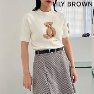 リリーブラウン LILY BROWN トップス 24春夏 Lily Bearハートモチーフニット 半袖 ミドル丈 lwnt241072｜select shop DOUBLE HEART