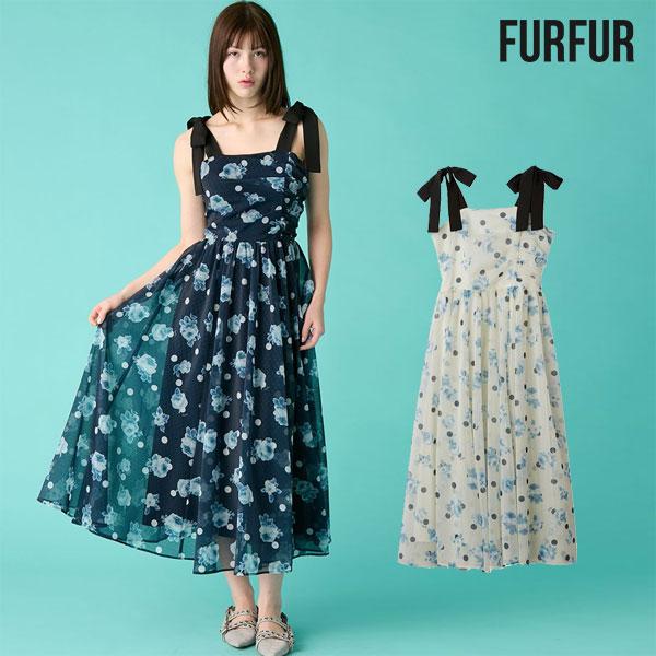 新作10%OFF ファーファー FURFUR ワンピース 26春夏 ぼかしフラワープリントワンピース...