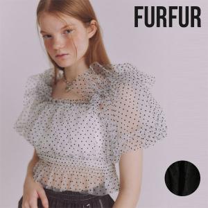 SALE ファーファー FURFUR トップス 24春夏 ドットチュールパフスリーブブラウス 4月下旬〜5月中旬予約 ショート丈 半袖 オフショルダー 2WAY rwft242028｜doubleheart