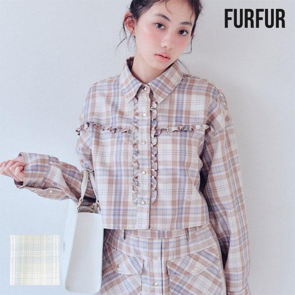 新作10%OFF ファーファー FURFUR トップス 26春夏 チェック柄クロップドフリルシャツ ...