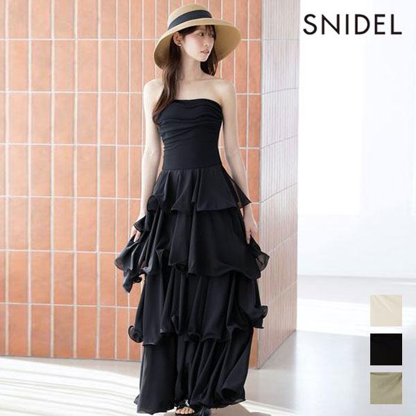 スナイデル SNIDEL ワンピース 26春夏 ティアードドッキングカットベアワンピース 7月上旬〜...