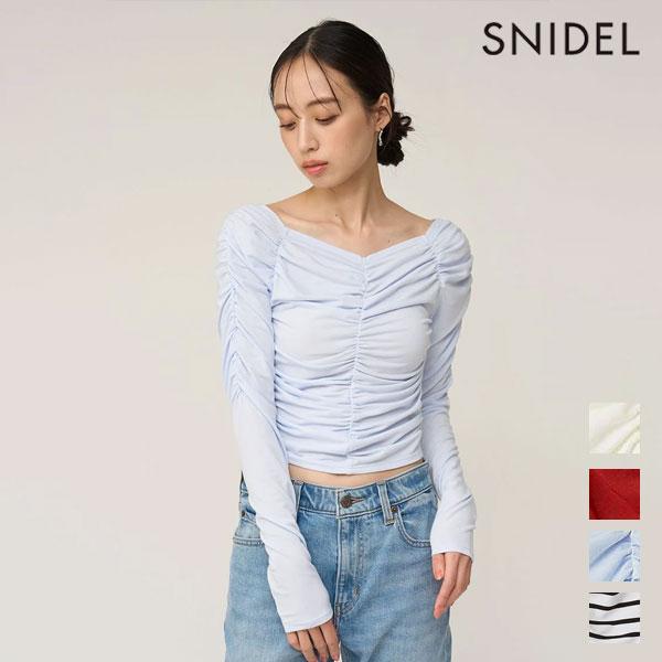 スナイデル SNIDEL トップス 25秋冬 ギャザーカットプルオーバー 長袖 タイト カットソー ...