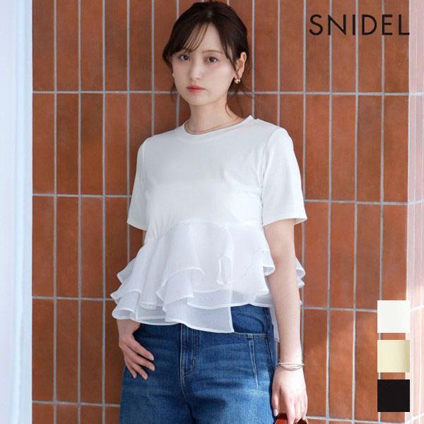スナイデル SNIDEL トップス 26春夏 ドッキングペプラムカットプルオーバー 半袖 クルーネッ...