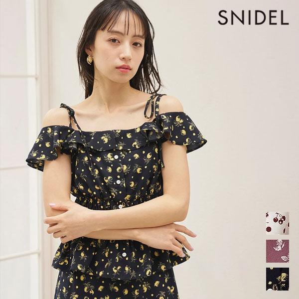 スナイデル SNIDEL トップス 26春夏 Sustainableフルーツプリントシャーリングブラ...