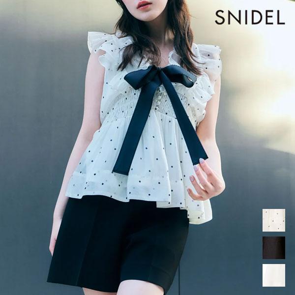 スナイデル SNIDEL トップス 26春夏 シアーペプラムリボンブラウス 7月上旬予約 ノースリー...