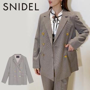 SALE スナイデル SNIDEL 22秋冬 Sustainableダブルジャケット レディース アウター ジャケット テーラード 羽織り チェック柄 金ボタン ミドル丈