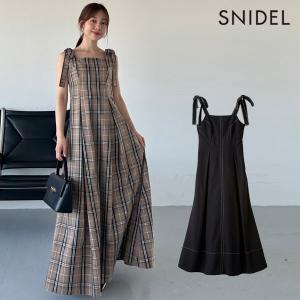 新作10%OFF スナイデル SNIDEL ワンピース 25秋冬 タックキャミワンピース ロング丈 ノースリーブ ドレス リボン swfo254149