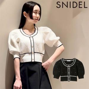 SALE スナイデル SNIDEL トップス 24春夏 パフスリクロップドカーディガン ミドル丈 半袖 swnt241153｜select shop DOUBLE HEART