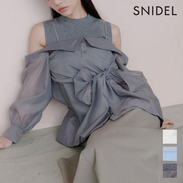 新作10%OFF スナイデル SNIDEL トップス 26春夏 デザインシャツレイヤードニットトップ...
