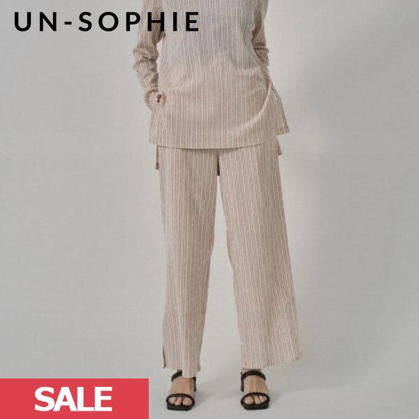 SALE アンソフィー un-sophie Striped crepe wide pants 楊柳ス...