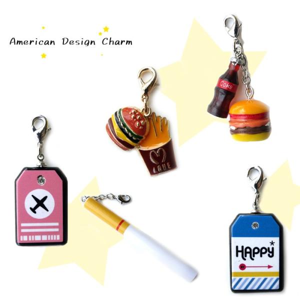 キーホルダー チャーム ハンバーガー ポテト ジャンクフード アメリカン プレゼント ダブルスリー