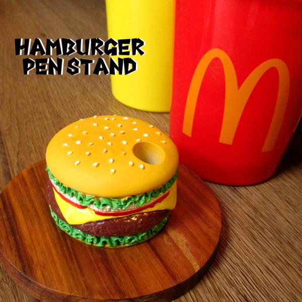 ハンバーガー ペンスタンド ペン立て ペパーウェイト ディスプレイ インテリア ジャンクフード 置物...