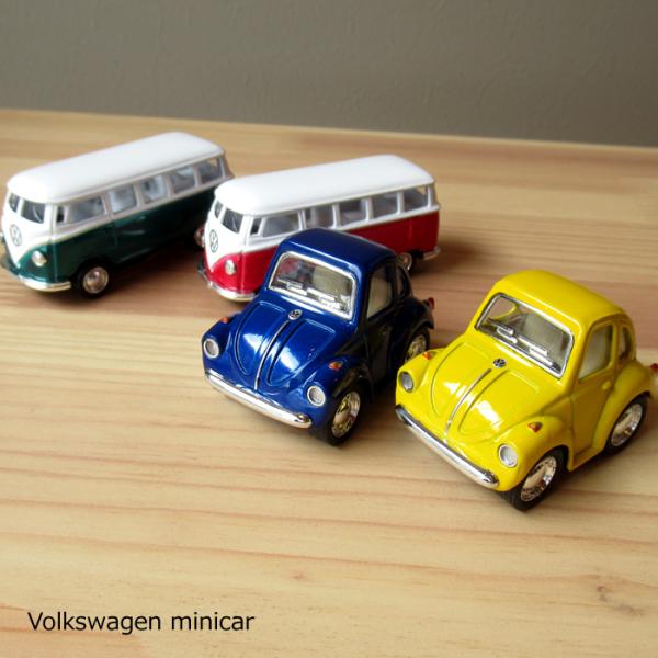 ミニカー ワーゲンバス ビートル プルバック クラシック 2トーンカラー インテリア プレゼント イ...