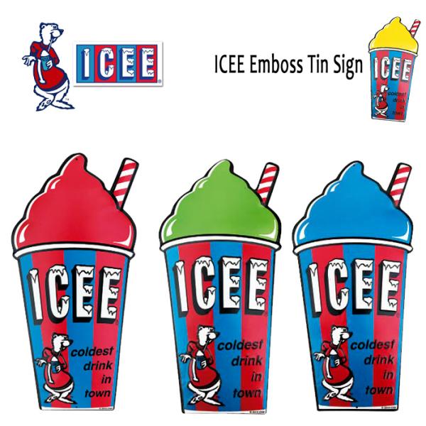 看板 ICEE エンボスサイン ブリキ看板 ティンサイン ガレージ 男前系 インテリア ディスプレイ...