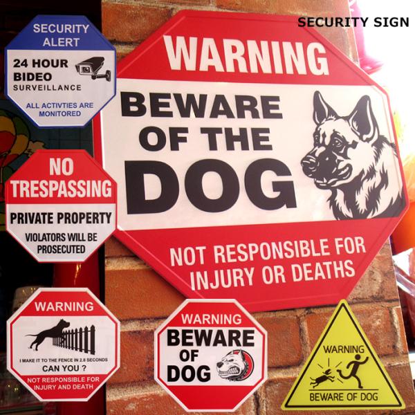 セキュリティサイン 警告看板 ドッグサイン 猛犬注意 24時間監視中 侵入禁止 壁掛け ディスプレイ...