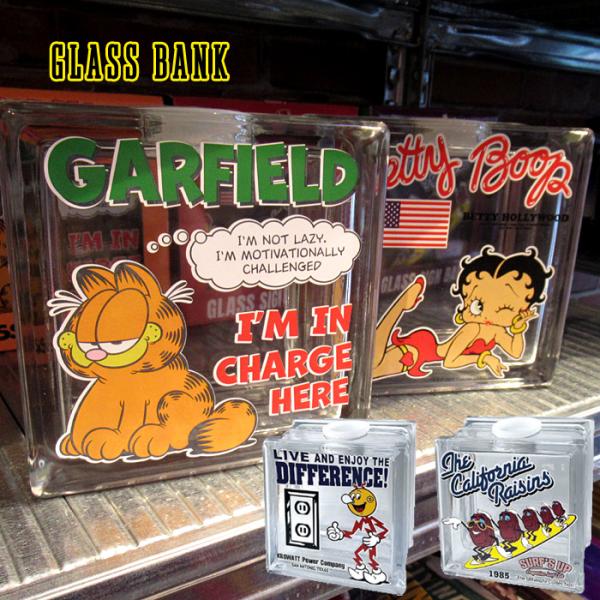 貯金箱 コインバンク ガラス製 ベティちゃん ガーフィールド インテリア プレゼント アメリカン雑貨...