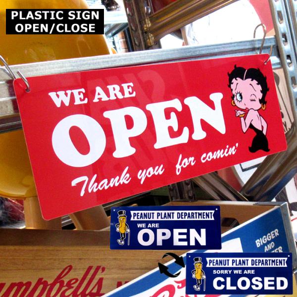 看板 屋外 プラスチックサイン サインプレート OPEN CLOSE ベティ Mr.PEANUT ガ...