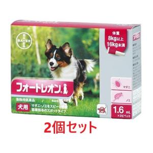 【２個セット】【フォートレオン 犬用 1.6mL（8〜16kg未満） ３本入×２個】【動物用医薬品】 [ノミ・マダニ駆除薬](フォートレオン1.6mL)