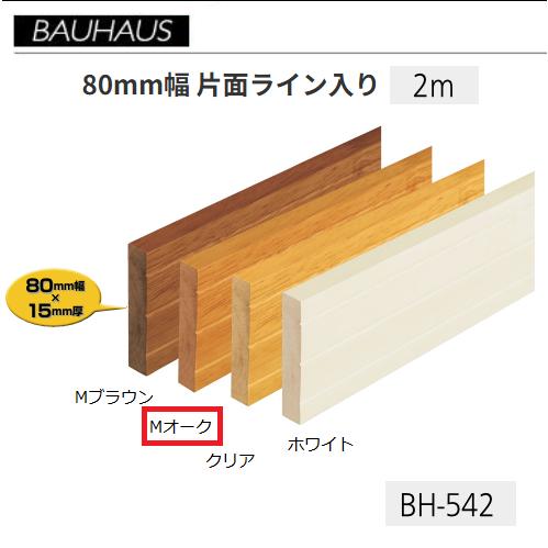BAUHAUS　木製ベースプレート　80mm幅　片面ライン入り　BH-542　長さ：2ｍ　厚さ：H8...