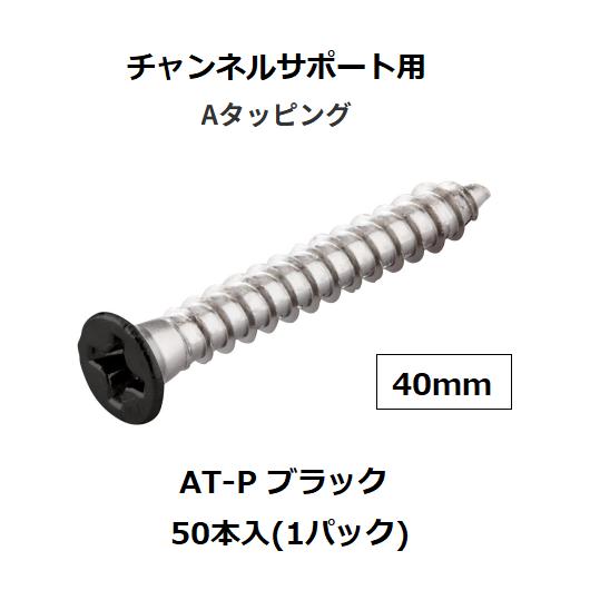 ロイヤル　チャンネルサポート用　Aタッピング　AT-P　40mm　数量：50本入　カラー：ブラック　...