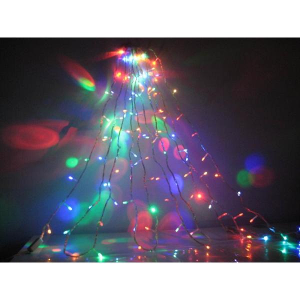 クリスマスイルミネーション LED200球/マルチ/４色　点灯パターンあり　コード透明　訳あり/わけ...