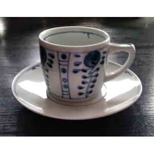 コーヒー 碗皿 なずな小花 染付 コーヒー カップ ソーサー｜douguya-net