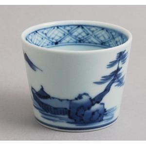 古伊万里 染付 亀甲文 見込み五弁花 蛇の目高台 蕎麦猪口 (22) : SK
