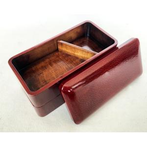 弁当箱 木製 本漆塗 後藤塗 二段角長弁当 5.5寸 16.5cm 内すり漆 国産 香川漆器 漆器｜douguya-net