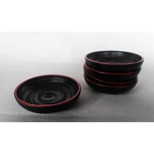 輪島塗(輪島漆器)◇銘々皿/皿/5点セット/ブラック/五作家/角野岩次/角
