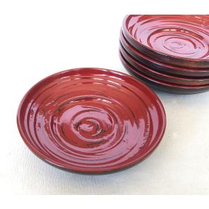 国産 木製 茶托 漆塗り 象谷彫 根来塗茶托 4...の商品画像