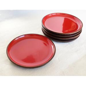 山田平安堂 銘々皿 朱塗（5枚組） 菓子皿/漆塗り/漆器 : 漆器 山田平安