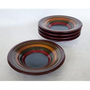 茶托 漆塗 象谷4寸茶托 5枚 12cm 木製 讃岐漆器 象刻 コースター