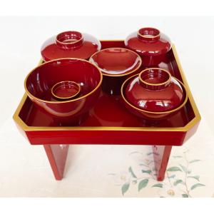 仏器膳セット 霊供膳 仏椀付 黒内朱渕金 鉢台型 23cm 仏膳 木製 漆塗り