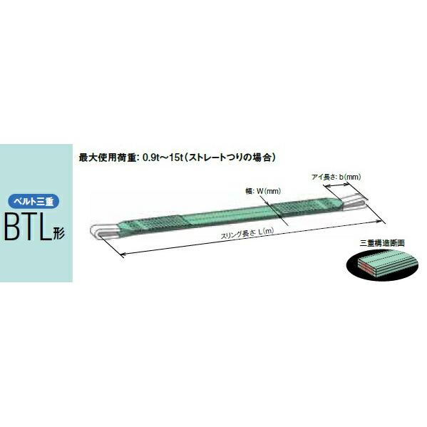 【直送品】 キトー ベルトスリング(ベルト三重） BTL010 (BTL形 20mm×1m) (BT...