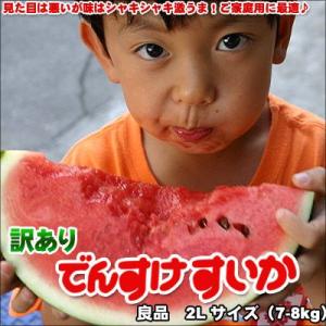 訳ありでんすけスイカ 良品2Lサイズ 北海道産　でんすけすいか　スイカ送料無料 父の日 お中元 キャンプ