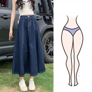 薄手 Aライン デニムスカート ロング丈 レデ...の詳細画像1