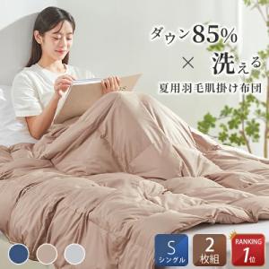 肌掛け布団 羽毛 洗えるダウンケット シングル オールシーズ...