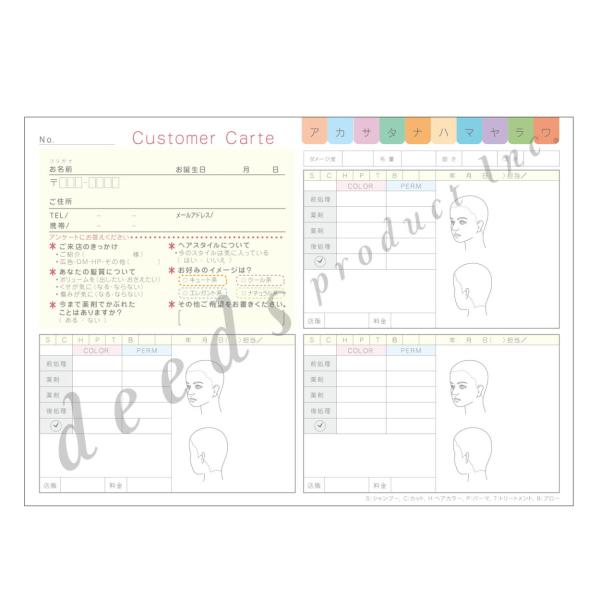 DEEDS 顧客カルテB 100枚 サロン カルテ エステ 美容室 カウンセリングシート