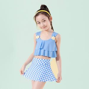 女の子　水着 2点セット　可愛い スイミング チェック柄　スカート