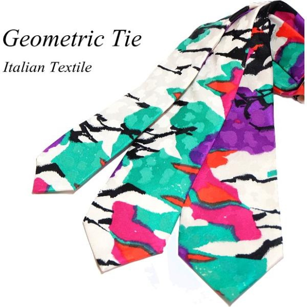 高身長 首が太い方におすすめ！長い ネクタイ ロングタイ 幾何学柄 イタリア製シルク メール便 dp...