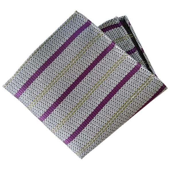 ポケットチーフ シルク ストライプ おしゃれな レジメンタル 柄 グレー 絹 日本製 京都 西陣織 ...