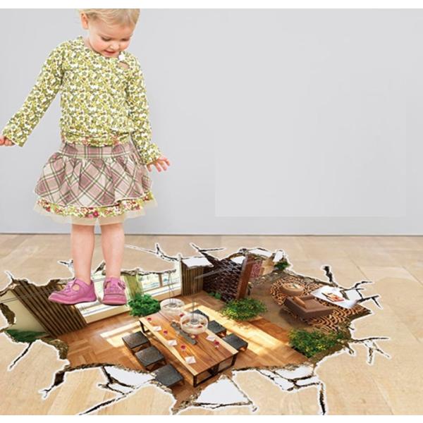 ３D ウォールステッカー C56 危険！落とし穴 騙し絵 トリックアート はがせる 壁紙 シール 防...
