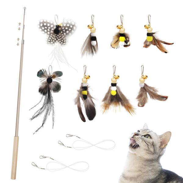 SONGWAY 猫 おもちゃ 猫じゃらし ねこ玩具 昆虫 蝶々 大飛ぶ虫 ８個 釣り竿付き