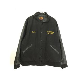 古着 90s USA製 The Game フェイク レザー × メルトン ジャケット
