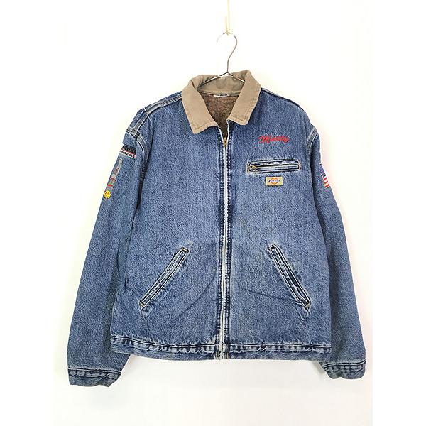 古着 90s Dickies 「PATH FINDER」 襟コーデュロイ ブランケット デニム デト...