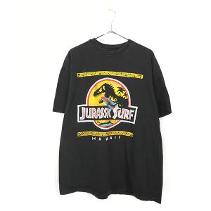 古着 90s USA製 Jurassic Park 「Jurassic Surf」 オールド ムービー パロディ Tシャツ XL 古着｜dracaena
